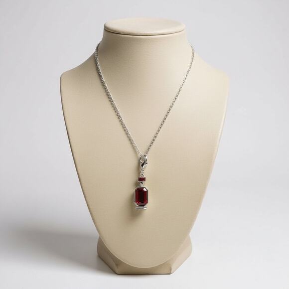 White House Black Market Red Perfume Bottle Pendant Necklace | NWT Gift Ready - Picture 5 of 5